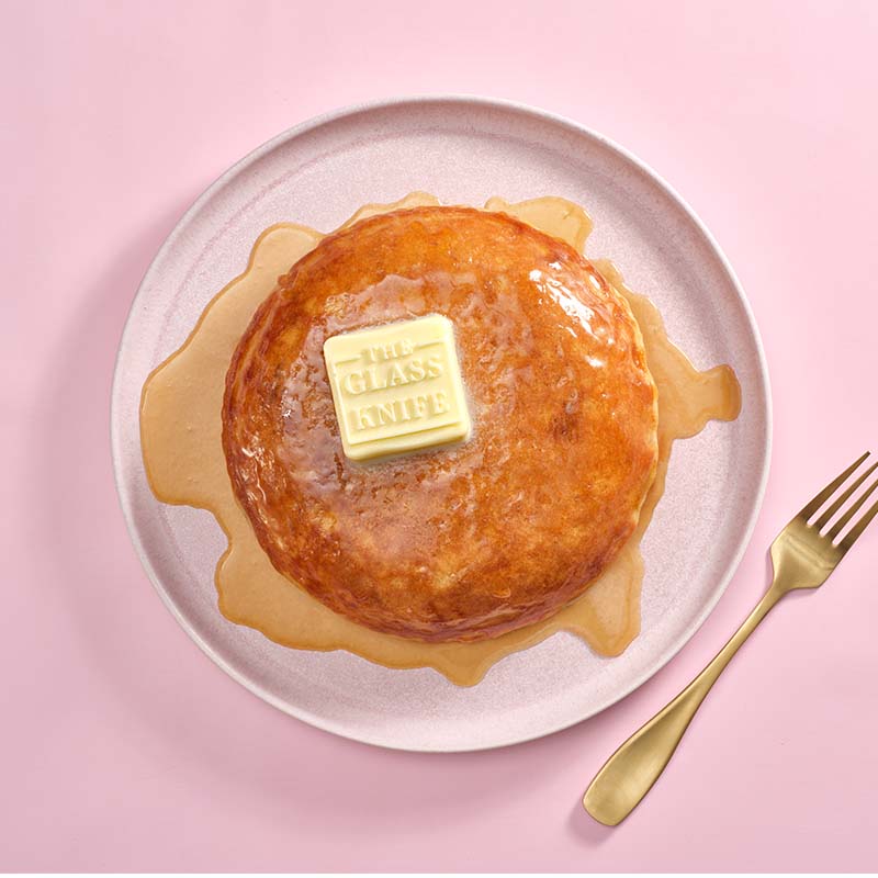 Buttermilk pancake over 1" tall. Light and fully. Not your average pancake.